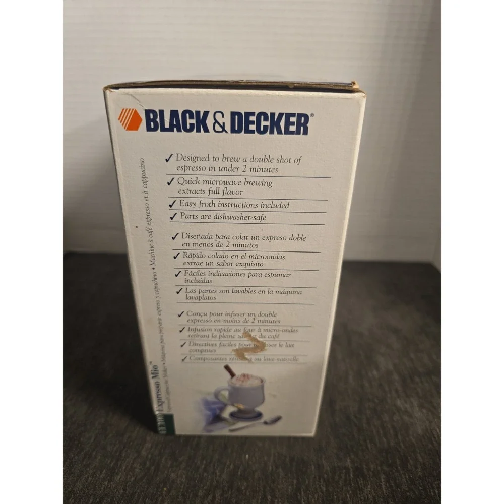 Black & Decker Espresso Mio Model EE100 Espresso/Cappuccino Maker NIB